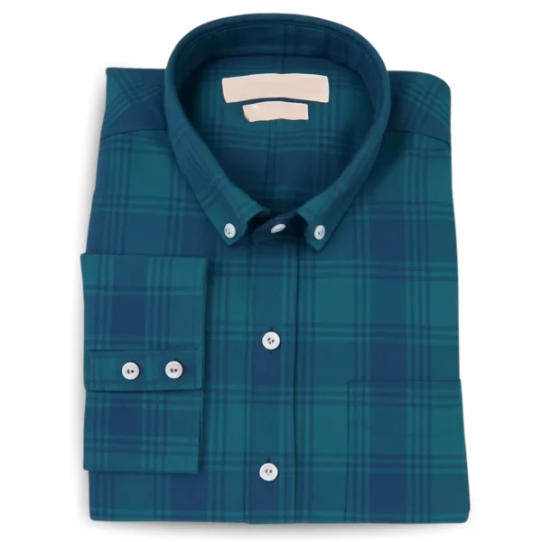 Seafoam Indigo Check Cotton Shirt