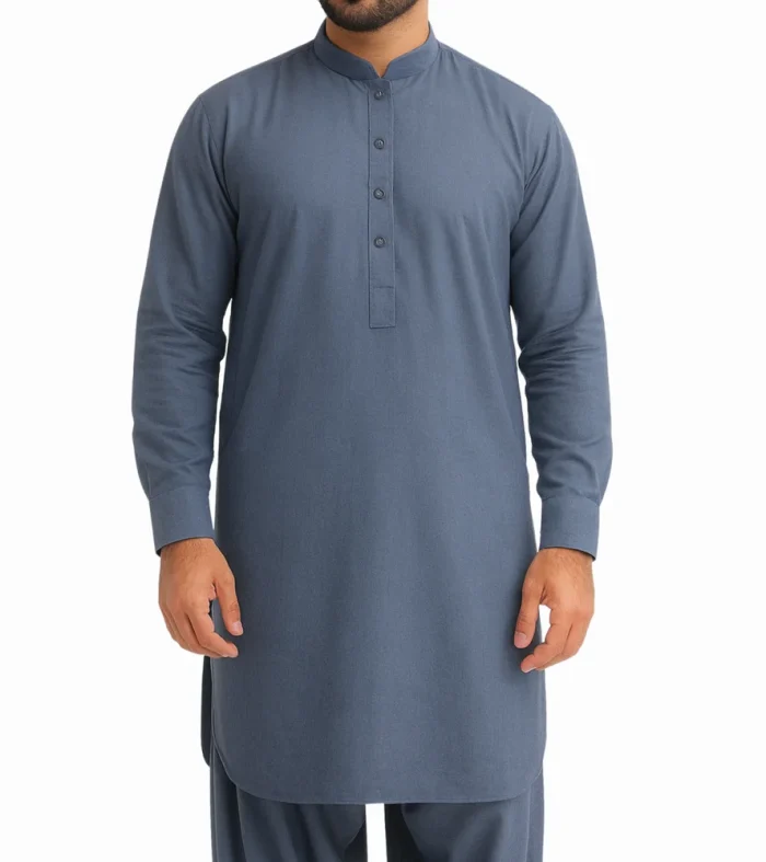 Slate Storm unstitched premium cotton fabric for men shalwar kameez Pakistan in deep grey color