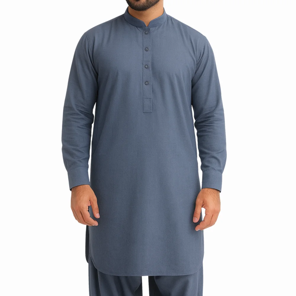 Slate Storm unstitched premium cotton fabric for men shalwar kameez Pakistan in deep grey color