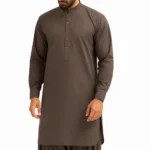 Unstitched Smoky Taupe cotton fabric for men’s shalwar kameez, Nurae collection, Pakistan