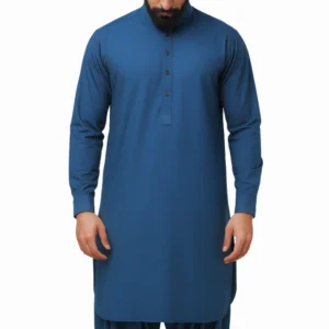 unstitched deep blue cotton fabric for men shalwar kameez Pakistan with a rich, elegant finish