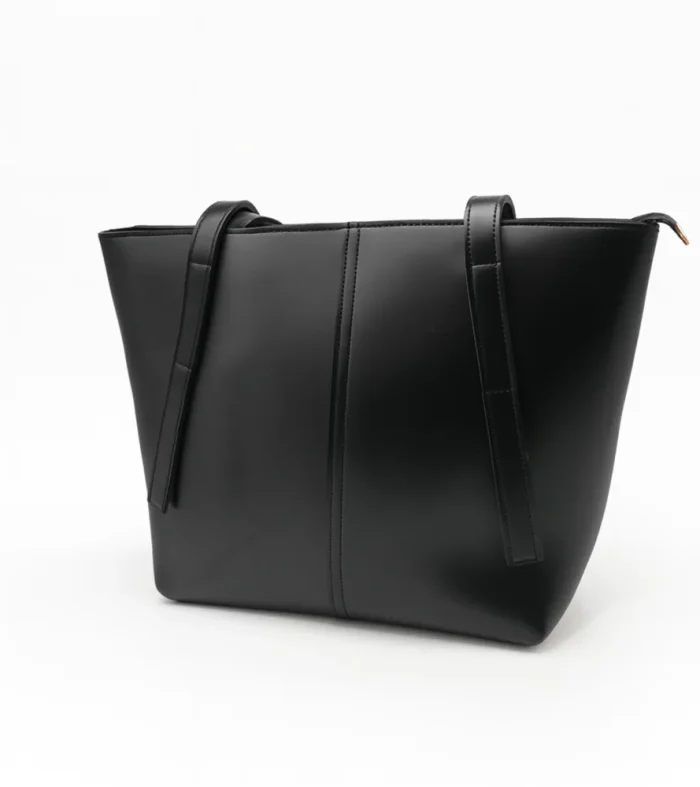 Premium Black Faux Leather Tote Bag elegant hand carry for women by Nouvaid Center