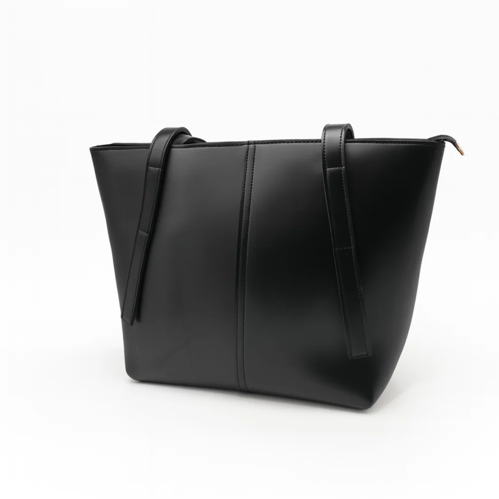 Premium Black Faux Leather Tote Bag elegant hand carry for women by Nouvaid Center