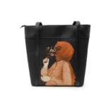 Black Hijab Art Tote Bag – artistic hand carry for women, modern handbag design by Nouvaid Center
