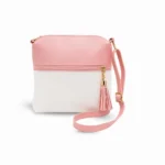 White & Pink crossbody hand carry bag new handbag design in Pakistan by Nouvaid Center, stylish and lightweight leather hand bag for women