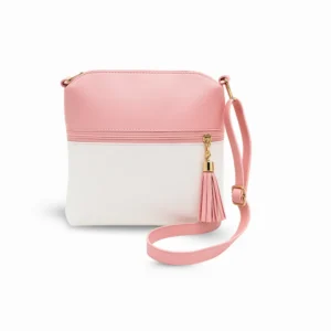 White & Pink crossbody hand carry bag new handbag design in Pakistan by Nouvaid Center, stylish and lightweight leather hand bag for women