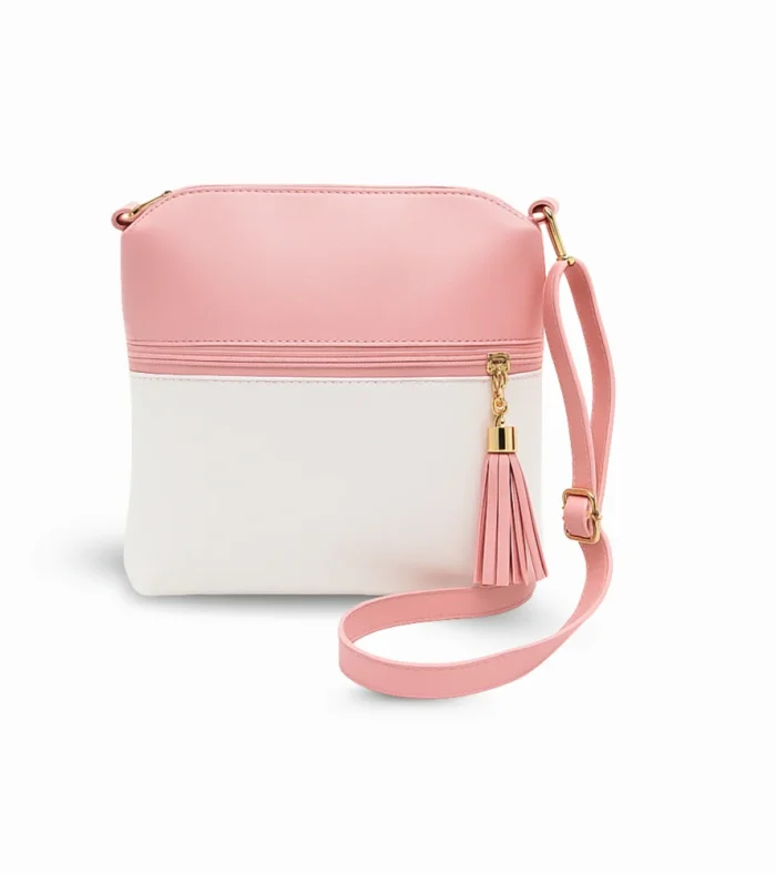 White & Pink crossbody hand carry bag new handbag design in Pakistan by Nouvaid Center, stylish and lightweight leather hand bag for women