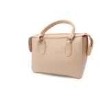 Beige leather hand carry bag, new handbag design in Pakistan, stylish lightweight leather hand bag for women