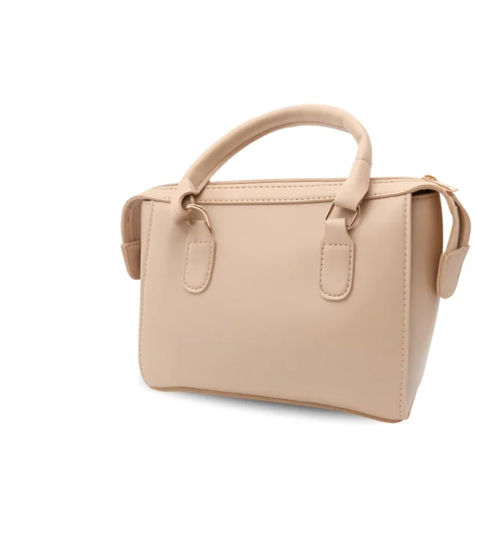 Beige leather hand carry bag, new handbag design in Pakistan, stylish lightweight leather hand bag for women