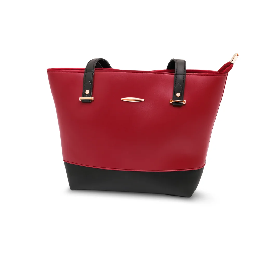 Red and black leather tote handbag new handbag design by Nouvaid Center, elegant and spacious leather hand bag for women