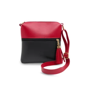 Red and black crossbody hand carry bag new handbag design in Pakistan by Nouvaid Center, stylish and lightweight leather hand bag for women