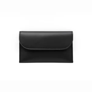 Black faux leather envelope wallet for women by Nouvaid Center