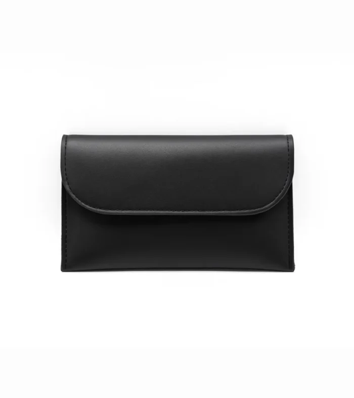 Black faux leather envelope wallet for women by Nouvaid Center