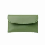 Olive green faux leather envelope wallet for women by Nouvaid Center