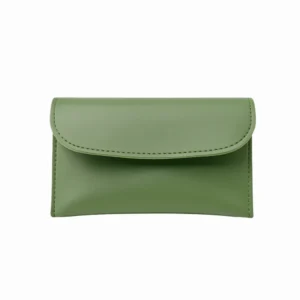 Olive green faux leather envelope wallet for women by Nouvaid Center