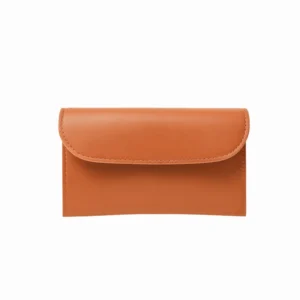 Tan brown faux leather envelope wallet for women by Nouvaid Center