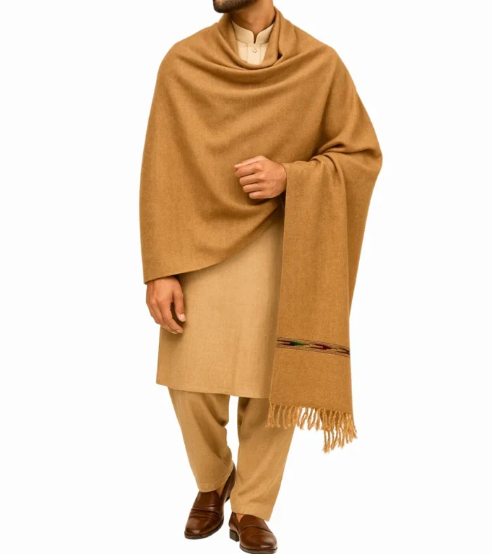 Heritage brown pashmina shawl for men luxury winter shawl by Nouvaid Center Pakistan