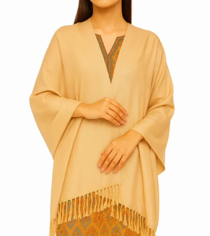 Camel beige shawl for women breathable soft everyday layering shawl by Nouvaid Center Pakistan