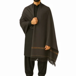 Charcoal grey shawl for men soft breathable winter shawl by Nouvaid Center Pakistan