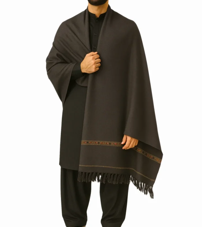 Charcoal grey shawl for men soft breathable winter shawl by Nouvaid Center Pakistan