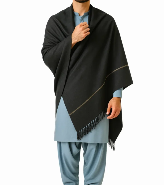 Formal black shawl for men Urban Pret soft breathable winter shawl by Nouvaid Center Pakistan