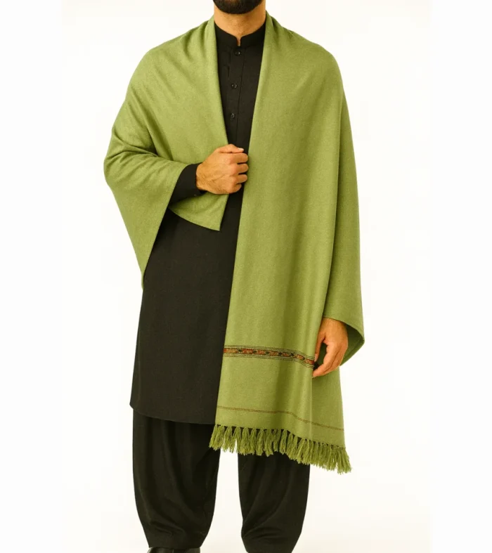 Olive green shawl for men soft breathable winter shawl by Nouvaid Center Pakistan
