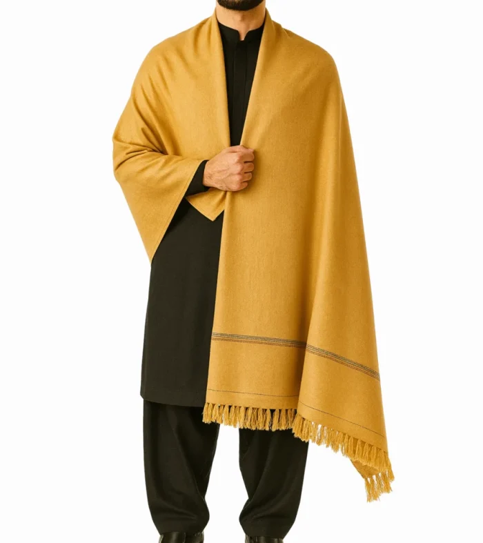 Warm mustard shawl for men soft breathable winter shawl by Nouvaid Center Pakistan