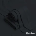 Iconic Jet Black Boski wash and wear fabric by Nouvaid Center, deep black 4 meter suit with buttons and waistband