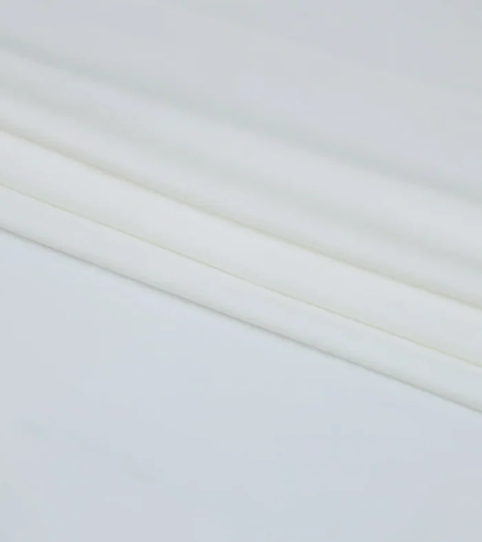 Iconic Pearl White Boski wash and wear fabric by Nouvaid Center, Pearl White 4 meter suit with buttons and waistband