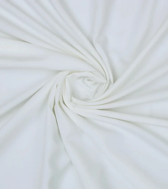 Iconic Pearl White Boski wash and wear fabric by Nouvaid Center, Pearl White 4 meter suit with buttons and waistband